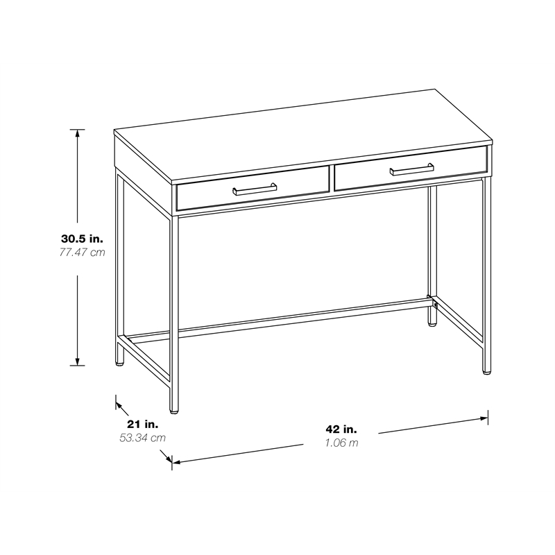 Scranton & Co Desk in White Gloss with Rose Gold Chrome Base