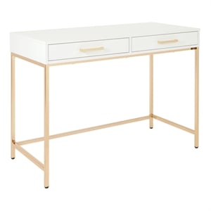 Scranton & Co Desk in White Gloss with Rose Gold Chrome Base