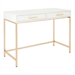 Scranton & Co Desk in White Gloss with Rose Gold Chrome Base