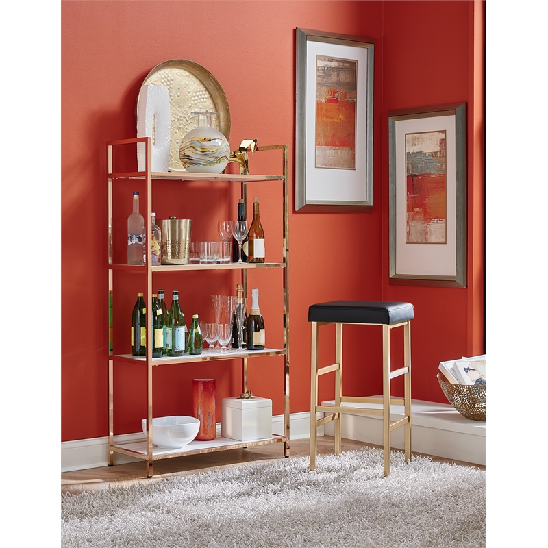 Scranton & Co Bookcase in White Gloss with Rose Gold Chrome Base