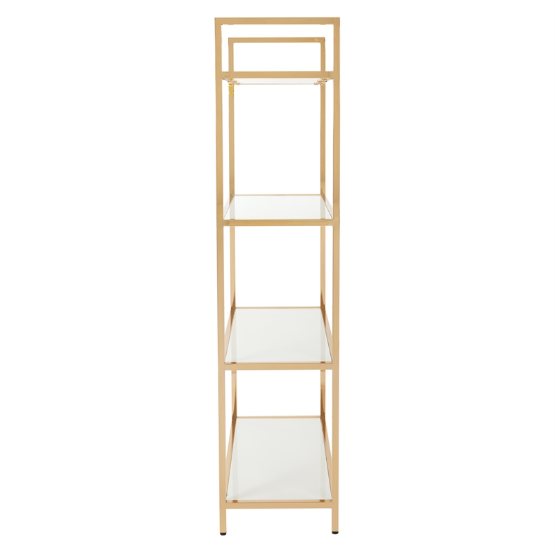 Scranton & Co Bookcase in White Gloss with Rose Gold Chrome Base