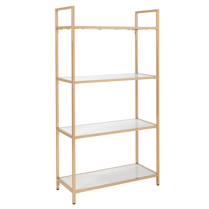 Scranton & Co Bookcase in White Gloss with Rose Gold Chrome Base
