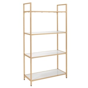 Scranton & Co Bookcase in White Gloss with Rose Gold Chrome Base