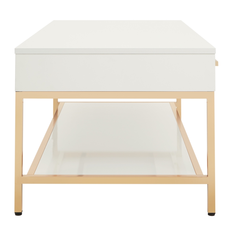 Scranton & Co Cocktail Table in White Gloss with Gold Chrome Base