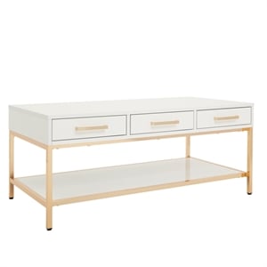 Scranton & Co Cocktail Table in White Gloss with Gold Chrome Base