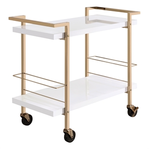 Scranton & Co Contemporary 2-Tier Serving Cart in White and Gold Frame