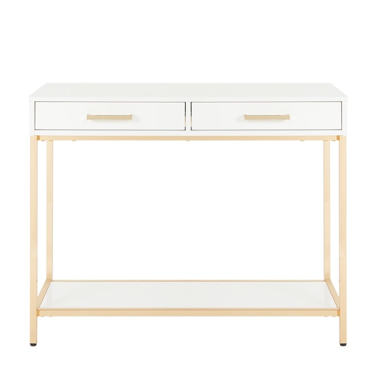 Scranton & Co Foyer Table in White Gloss with Gold Chrome Frame