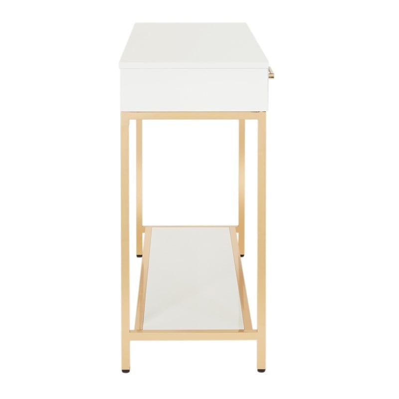 Scranton & Co Foyer Table in White Gloss with Gold Chrome Frame