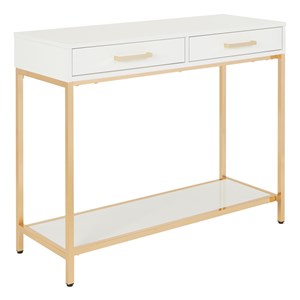 Scranton & Co Foyer Table in White Gloss with Gold Chrome Frame
