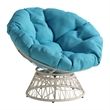 Scranton & Co Wicker Swivel Chair in Cream with Blue Cushion