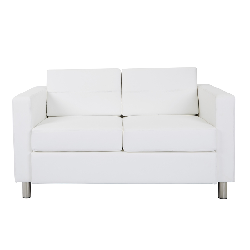 Scranton & Co Contemporary Loveseat with Charging Station in Snow White