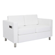 Scranton & Co Contemporary Loveseat with Charging Station in Snow White