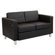 Scranton & Co Contemporary Loveseat with Charging Station in Black