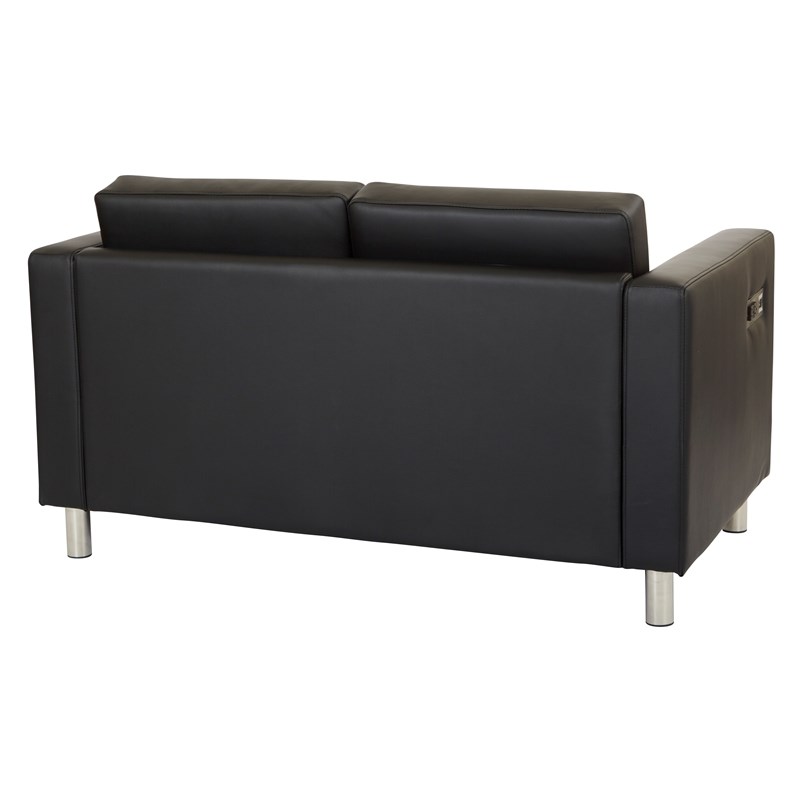 Scranton & Co Contemporary Loveseat with Charging Station in Black