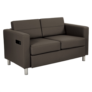Scranton & Co Loveseat with Charging Station in Graphite Brown
