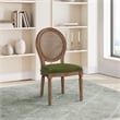 Scranton & Co Contemporary Cane Oval Back Chair in Moss Green Fabric