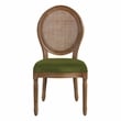 Scranton & Co Contemporary Cane Oval Back Chair in Moss Green Fabric