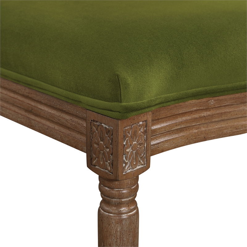 Scranton & Co Contemporary Cane Oval Back Chair in Moss Green Fabric