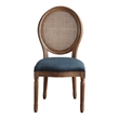 Scranton & Co Contemporary Cane Oval Back Chair in Azure Blue Fabric