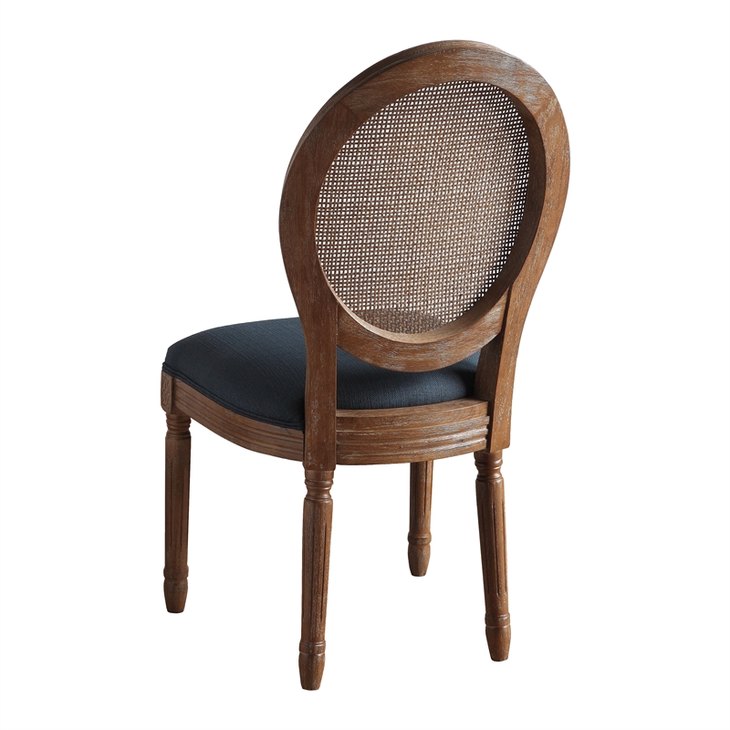 Scranton & Co Contemporary Cane Oval Back Chair in Azure Blue Fabric