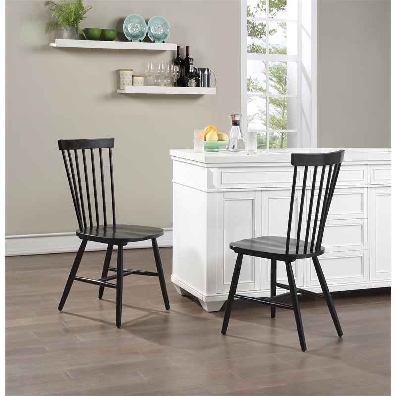 Scranton & Co Windsor Solid Wood Dining Chair in Black 2 Pack