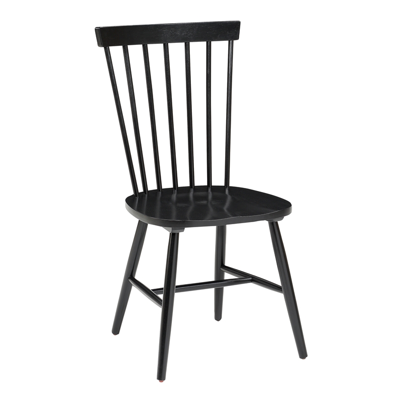 Scranton & Co Windsor Solid Wood Dining Chair in Black 2 Pack