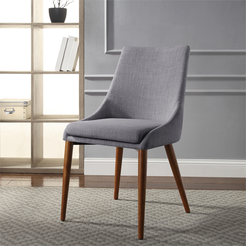 Scranton & Co Mid-Century Dining Accent Chair in Dove Gray 2 Pack