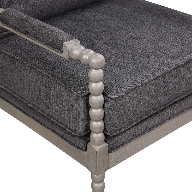 Scranton & Co Contemporary Spindle Arm Chair in Charcoal Gray Fabric