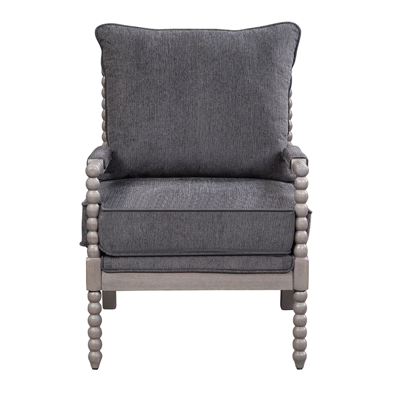 Scranton & Co Contemporary Spindle Arm Chair in Charcoal Gray Fabric