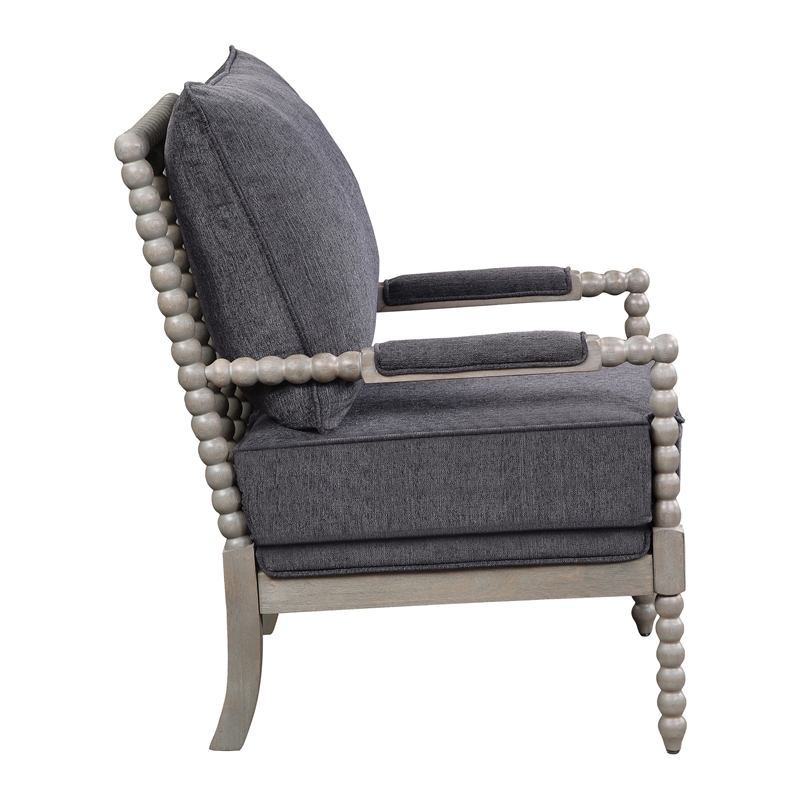 Scranton & Co Contemporary Spindle Arm Chair in Charcoal Gray Fabric