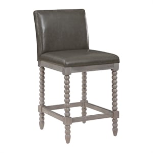 Scranton & Co Contemporary 26&quot Spindle Counter Stool Gray Pewter Leather
