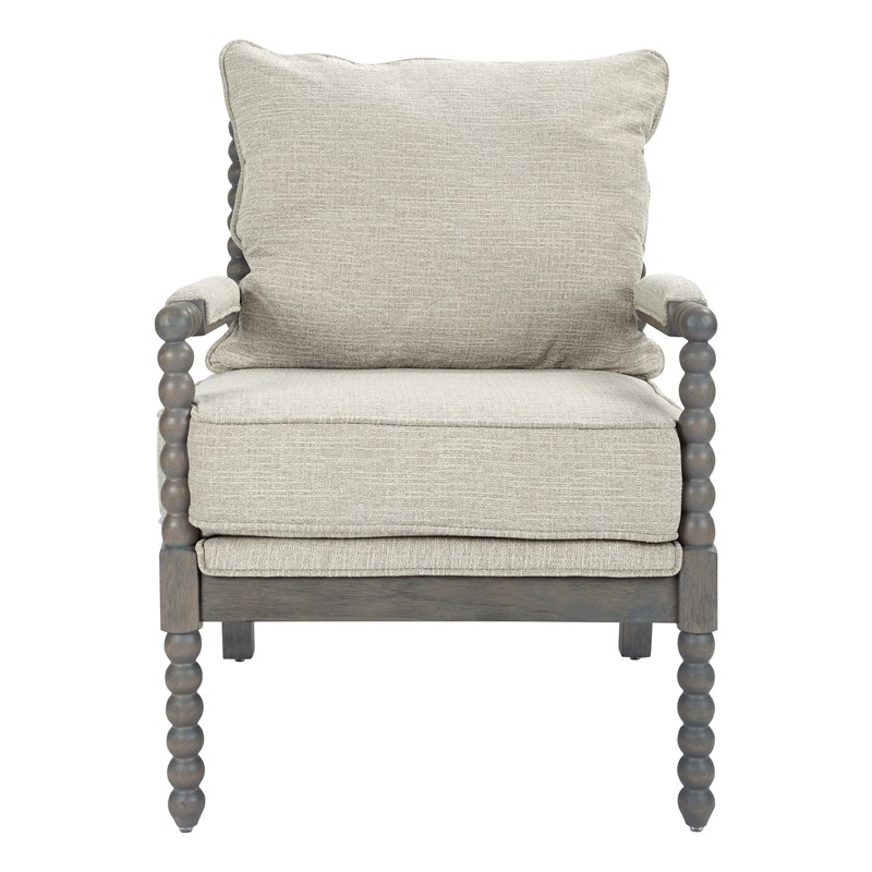 Scranton & Co Contemporary Spindle Arm Chair in Linen Beige Fabric