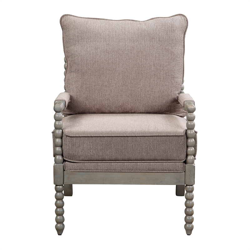 Scranton & Co Contemporary Spindle Arm Chair in Dolphin Brown Fabric