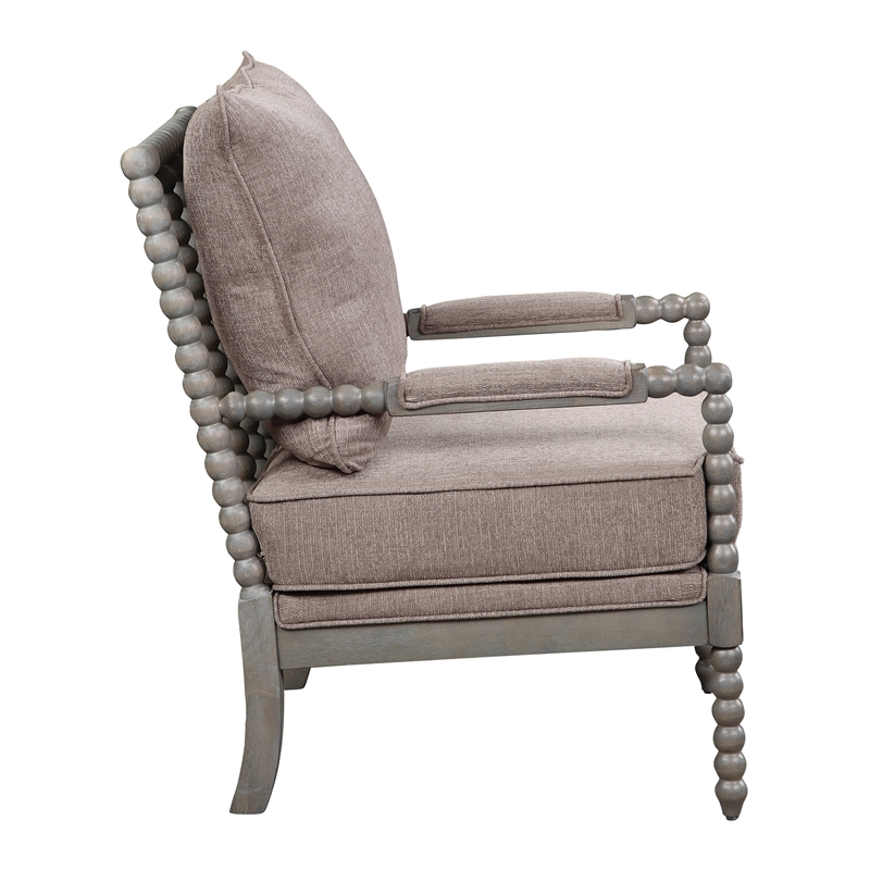 Scranton & Co Contemporary Spindle Arm Chair in Dolphin Brown Fabric