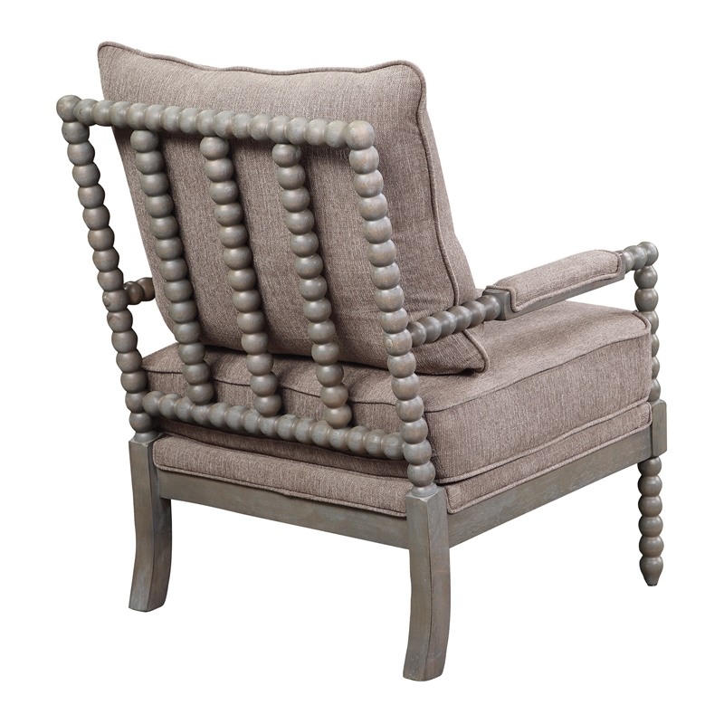 Scranton & Co Contemporary Spindle Arm Chair in Dolphin Brown Fabric