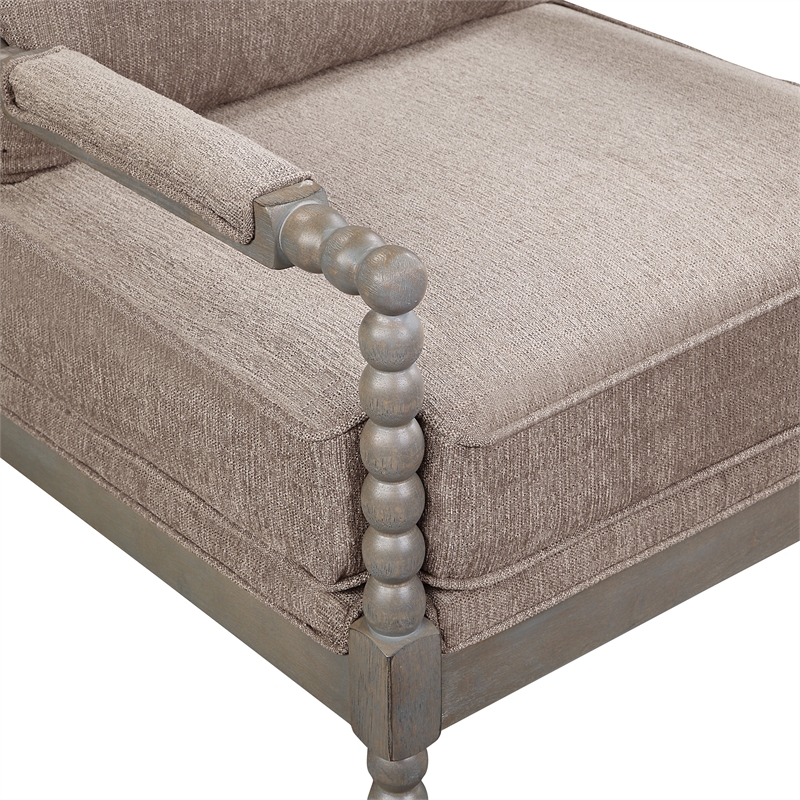 Scranton & Co Contemporary Spindle Arm Chair in Dolphin Brown Fabric