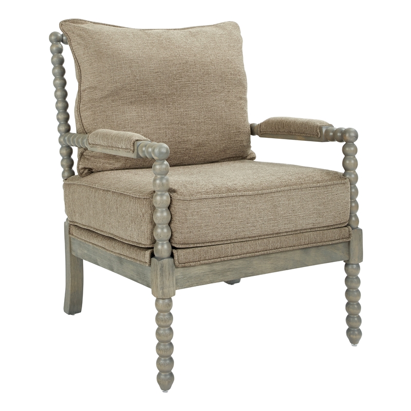 Scranton & Co Contemporary Spindle Arm Chair in Dolphin Brown Fabric