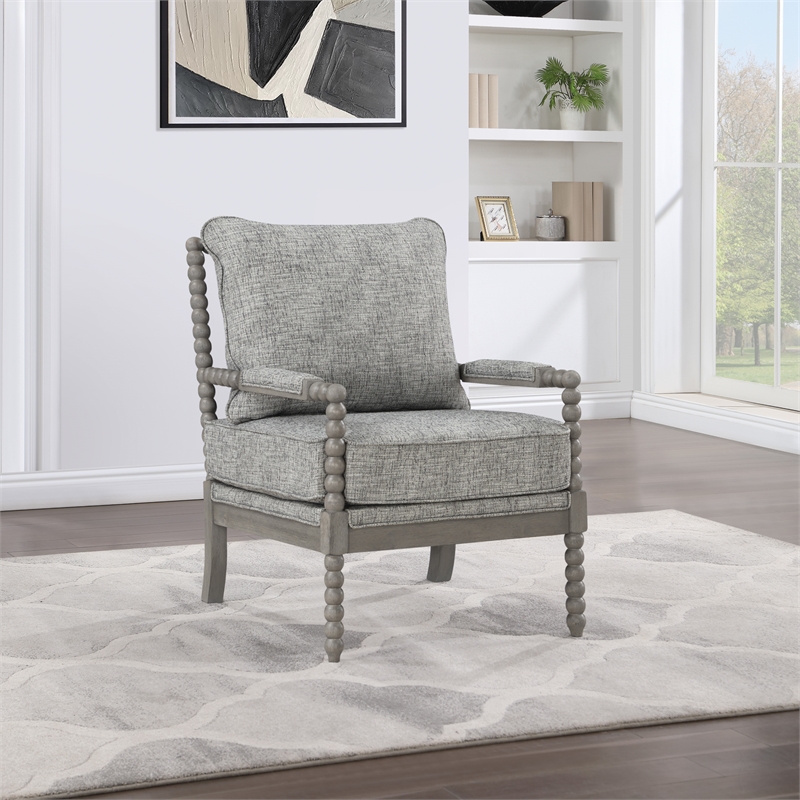 Scranton & Co Contemporary Spindle Arm Chair in Graphite Gray Fabric