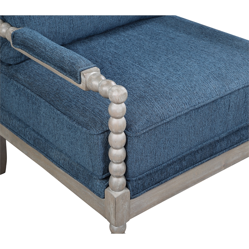 Scranton & Co Contemporary Spindle Arm Chair in Azure Blue Fabric