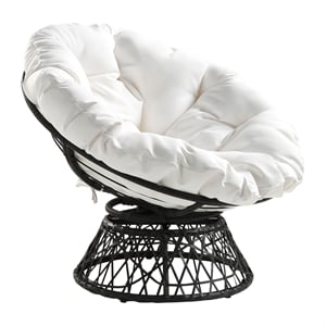 Scranton & Co Contemporary Swivel Chair in White with Black Wicker Frame