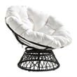 Scranton & Co Contemporary Swivel Chair in White with Black Wicker Frame