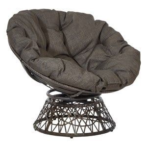 Scranton & Co Contemporary Swivel Chair in Brown with Brown Wicker Frame