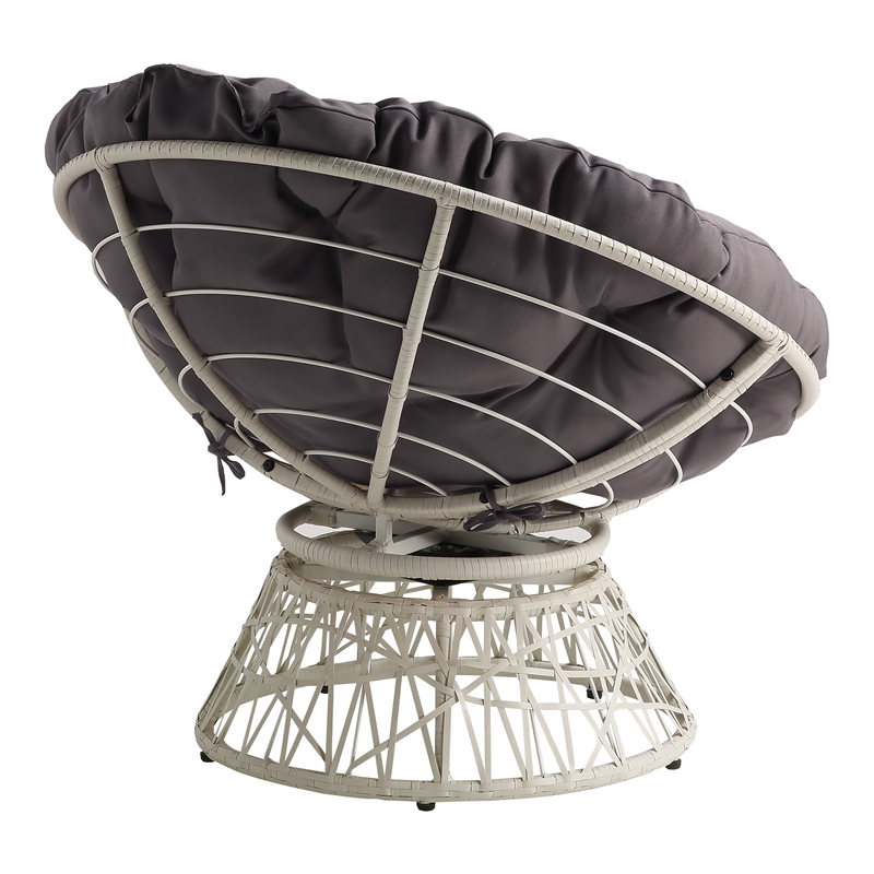 Scranton & Co Contemporary Swivel Chair in Gray with Cream Wicker Frame