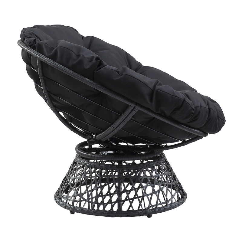 Scranton & Co Boho Swivel Chair in Black with Resin Wicker Frame