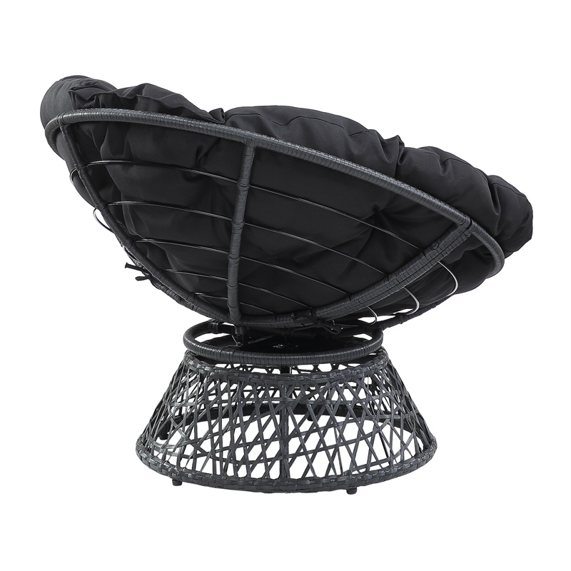 Scranton & Co Boho Swivel Chair in Black with Resin Wicker Frame