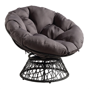 Scranton & Co Boho Swivel Chair in Gray with Gray Resin Wicker Frame