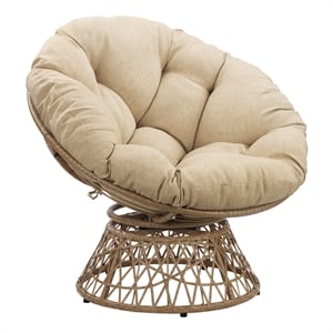 Scranton & Co Boho Swivel Chair in Cream with Natural Wicker Weave Frame