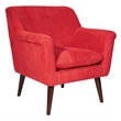 Scranton & Co Mid-Century Fabric Accent Chair in Red with Dark Coffee Legs