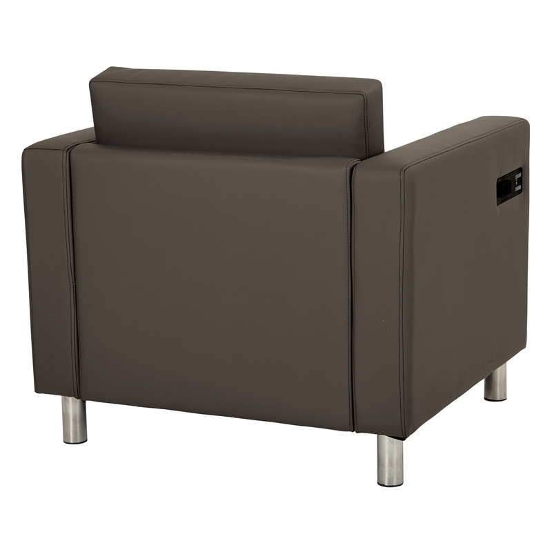 Scranton & Co Accent Chair with AC and USB Charging Station in Graphite Brown