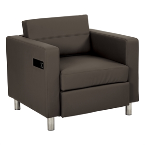 Scranton & Co Accent Chair with AC and USB Charging Station in Graphite Brown